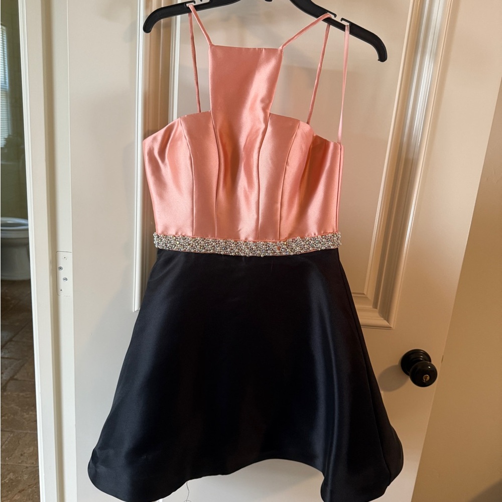 Chic Pink and Black Formal cocktail Dress